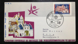 Belgium, Circulated FDC To Germany, « Exposition Universelle », « Bruxelles », 1958 - 1958 – Bruxelles (Belgio)