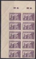 POLAND (1945) Gdansk High Gate. Imperforate Block Of 10. Scott No 372. Some Creasing Present. - Probe- Und Nachdrucke