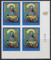 WALLIS & FUTUNA (1985) Nativity By Michon. Imperforate Corner Block Of 4. Scott No C145, Yvert No PA148. - Geschnittene, Druckproben Und Abarten