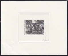 FRENCH POLYNESIA (1993) Nuku Hiva.  Die Proof In Black Signed By The Engraver JUMELET. Scott No 619, Yvert No 435. - Geschnittene, Druckproben Und Abarten