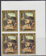 WALLIS & FUTUNA (1982) Adoration Of The Virgin By Correge. Imperforate Corner Block Of 4. Scott No C118, Yvert No PA121 - Imperforates, Proofs & Errors