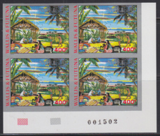 WALLIS & FUTUNA (1988) Christmas Scene. Imperforate Corner Block Of 4. Scott No C161, Yvert No PA164. - Non Dentellati, Prove E Varietà