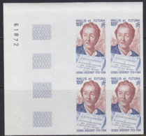 WALLIS & FUTUNA (1984) Diderot. Page Of Encyclopedia. Imperforate Corner Block Of 4. Scott No 316, Yvert No 319. - Imperforates, Proofs & Errors