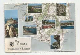 Cp, Carte Géographique ,en CORSE D'AJACCIO à BAVELLA , Voyagée 1964 , Carte Michelin N° 90 - Cartes Géographiques