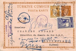 1942- C P E P Turque  3 + 4 Kurus  De GALATA  / ISTANBUL Pour Beyrouth - Censure Croix De Lorraine  C P - Briefe U. Dokumente