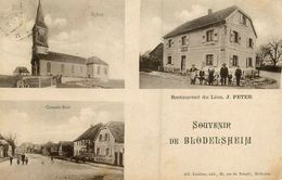 Souvenir De Blodelsheim * Gruss * Restaurant Du Lion J. PETER , Grande Rue Et église Village - Autres & Non Classés