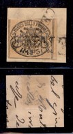 1858 - 3 Bai (4da - Giallo Paglia Chiaro) Usato A Cervia (P.ti 9) Su Frammento - Cert. AG (2.475) - Other & Unclassified