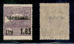 1926 - 1,85 Lire Su 60 Cent (129a) Con Doppia Soprastampa Espresso - Gomma Integra - Cert. Chiavarello (900) - Other & Unclassified