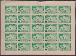 1936-350 CUBA REPUBLICA (LG1953) 1936 1c ZONA FRANCA MATANTAS MAPA IMPERFORATED BLOCK 25. - Other & Unclassified