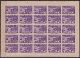 1936-353 CUBA REPUBLICA (LG1956) 1936 5c AIR AVION ZONA FRANCA MATANTAS  IMPERFORATED BLOCK 25. - Otros & Sin Clasificación