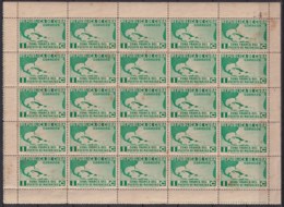 1936-363 CUBA REPUBLICA (LG1966) 1936 1c ZONA FRANCA MATANTAS MAPA PERFORATED BLOCK 25. - Andere & Zonder Classificatie