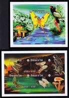 Chad-1996, Block And Sheets, Mushrooms, Butterflies, Birds, IMPERF., MNH** - Pilze