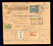 CZECHOSLOVAKIA/CROATIA - Parcel Card Sent From Praha Via Maribor To Dugaresa 1921. There Is Customs-free Sticker On The - Other & Unclassified