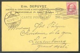 BELGIUM N°74 - 10c. Grosse Barbe Obl. Méc. BRUXELLES NORD DEPART Sur Carte Imp. Em. DEPUYDT Agence De Convoyage Et Dista - Duiven En Duifachtigen