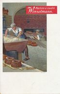 Art Card . Le Boulanger .Pétrin . Pain.  The Baker . Brioche . Advert For Winselmann Sewing Machine. Machine à Coudre - Artesanal