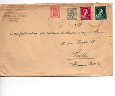 BELGIQUE AFFRANCHISSEMENT COMPOSE SUR LETTRE POUR LA FRANCE 1946 - Altri & Non Classificati