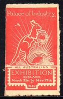 AUSTRALIAN 1930  ALL AUSTRALIAN EXHIBITION ADELAIDE PALACE OF INDUSTRY POSTER STAMP LABEL HM KANGAROO SHIPS GLOBE - Cinderella