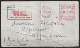 HONG-KONG: L. Affrt Méca. Ill. 1,30, VICTORIA (Hong-Kong) 22-V-65 Pour ASPEMONT (Alpes Marit.) France, AB - Covers & Documents