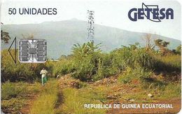 Equatorial Guinea - GETESA - Landscape, SC7, (Cn. 00018446 Bottom Left), 50Units, Used - Guinea Ecuatorial