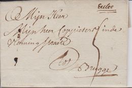 Lettre De St-LAUREINS Du 5/5/1796 Vers BRUGGE En Port Dû 5 Sols Avec Marque Manuscrite De La Distribution D'EECLOO Super - 1789-1790 (Brabant Revolution)