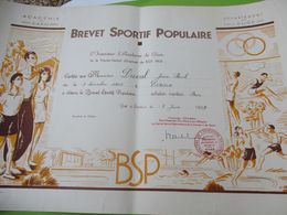 Brevet Sportif  Populaire/Académie De CAEN/ Département De L'Eure//Duval JP/Evreux /1959   DIP231 - Diplômes & Bulletins Scolaires