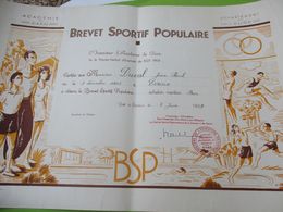 Brevet Sportif  Populaire/Académie De CAEN/ Département De L'Eure//Duval JP/Evreux /1959   DIP231 - Diplomas Y Calificaciones Escolares