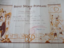 Brevet Sportif  Populaire/Académie De CAEN/ Département De L'Eure//Duval JP/Evreux /1958   DIP232 - Diploma's En Schoolrapporten