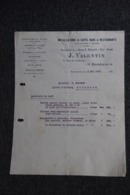 Facture Ancienne, BORDEAUX, J.VALENTIN, Installation De Cafés Bars Et Restaurants. - 1900 – 1949