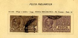 E+ITALIA -  1913 REGNO - POSTA PNEUMATICA .usato.2 Valori Vedi Foto. - Rohrpost