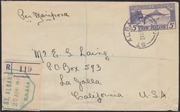 NEW ZEALAND REGISTERED COMMERCIAL COVER 1935 5d SWORDFISH - Briefe U. Dokumente