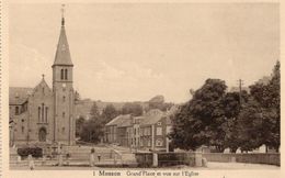 CPA MUSSON - GRAND'PLACE ET VUE SUR L'EGLISE -  NON VOYAGEE- NEUVE. - Musson