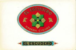 VINTAGE - ETICHETTE PER SCATOLE SIGARI - EL ESCUDERO HAVANA CIGARS -  QUALITA' 10/10 FTO 24X16,5 ORIGINALE, RILIEVO - Labels