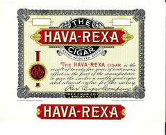 VINTAGE - ETICHETTE PER SCATOLE SIGARI - HAVA-REXA -  QUALITA' 10/10 FTO 23X16,5 ORIGINALE, RILIEVO - Labels