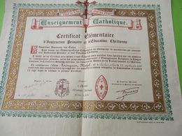 Diplôme Religieux/Enseignement Catholique/Vive Le Christ Qui Aime Les Francs/Certificat élémentaire/LILLE/1942    DIP252 - Diploma & School Reports
