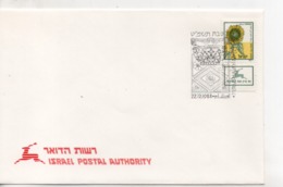 Cpa.Timbres.Israël.1988- Israel Postal Authority  Timbre Fleurs - Usados (con Tab)