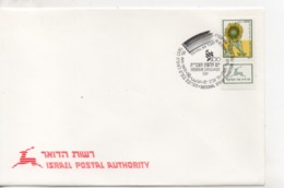 Cpa.Timbres.Israël.1989-Tel Aviv Yafo.Hebrew Language Day- Israel Postal Authority  Timbre Fleurs - Gebraucht (mit Tabs)