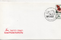 Cpa.Timbres.Israël.2003.Jubilee Of The Founding Of Yeshivat. Israel Postal Authority  Timbre Fleurs Rouges - Usati (con Tab)