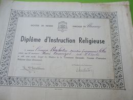 Diplôme D'Instruction Religieuse/Attestation/Diocèse De NEVERS/Paroisse De Clamecy/Ecole St Charles/Vers 1940-45  DIP219 - Diplômes & Bulletins Scolaires