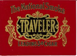 VINTAGE - ETICHETTE PER SCATOLE SIGARI - TRAVELER NATIONALE SMOKE -  QUALITA' 9/10 FTO 20X15 ORIGINALE, RILIEVO - Etiketten