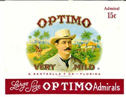 VINTAGE - ETICHETTE PER SCATOLE SIGARI -  OPTIMO VERY MILD -  QUALITA' 10/10 FTO 19,5X16 ORIGINALE, RILIEVO - Labels