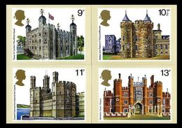 GB GREAT BRITAIN 1978 MINT PHQ CARDS HISTORIC BUILDINGS NO. 28 CAERNARVON CASTLE HAMPTON COURT TOWER LONDON  HOLYROOD - Cartes PHQ