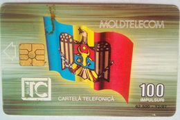 100 Units Moldova Flag, Small Building Reverse - Moldavia