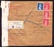 1940 Zensurierter R-Brief Aus Instanbul Nach Tel Aviv. Rückseitig Stempel Haifa Und Tel Aviv. - Lettres & Documents