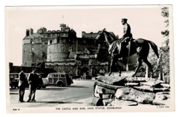 Ref 1378 - Raphael Tuck Real Photo Postcard - Earl Haig Statue & Cars At Edinburgh Castle - Midlothian/ Edinburgh