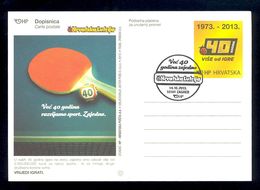 TABLE TENNIS - Stationery Of Hrvatska Lutrija, With Commemorative Cancel / Not Circulated - Tischtennis