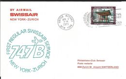 UNO New York Erstflug Swissair Mit B-747 New York-Zürich 1.4.71  RF 71.3f - Poste Aérienne