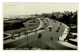 Ref 1379 - Early J. Salmon Real Photo Postcard - Cars Promenade & Kings Garden Southport - Southport