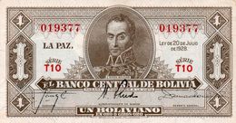 BOLIVIA 1 BOLIVIANO 1928 P-128a2  Xf+aUNC  SERIE  T10 - Bolivia