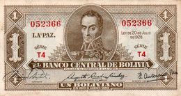 BOLIVIA 1 BOLIVIANO 1928 P-128a5  Xf+aUNC  SERIE  T4 - Bolivie