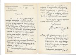 Delcampe - FAMILLE HERBIN INSTITUT NATIONAL HERALDIQUE 1899 - LETTRE ET 28 PAGES DE BLASONNEMENT + 6 BLASONS  ET DRAPEAUX PEINTS - Documents Historiques